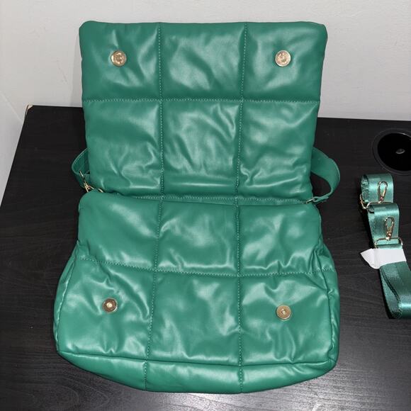 Anthropologie Edison Foldover Puffy Crossbody Bag Green NEW WITHOUT TAGS - Picture 5 of 11
